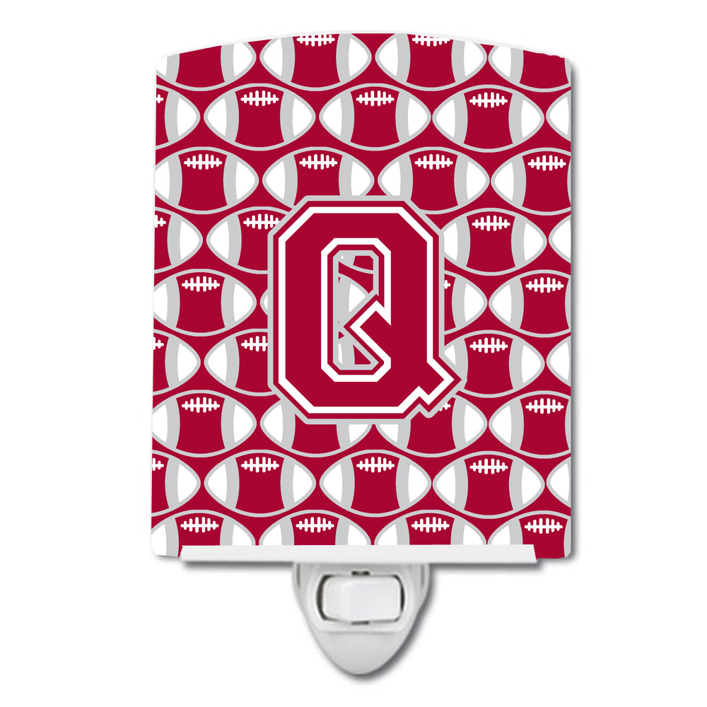 Letter Q Football Crimson, grey and white Ceramic Night Light CJ1065-QCNL - the-store.com