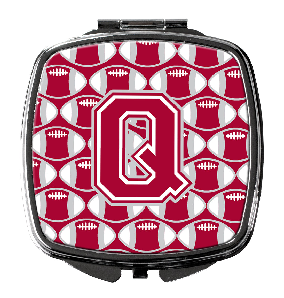 Letter Q Football Crimson, grey and white Compact Mirror CJ1065-QSCM  the-store.com.