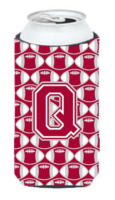 Letter Q Football Crimson, grey and white Tall Boy Beverage Insulator Hugger CJ1065-QTBC by Caroline&#39;s Treasures