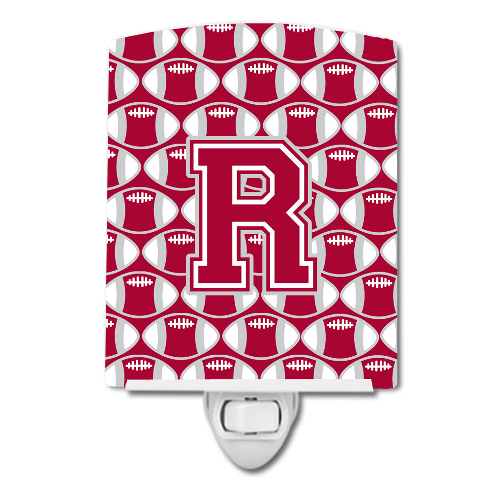 Letter R Football Crimson, grey and white Ceramic Night Light CJ1065-RCNL - the-store.com