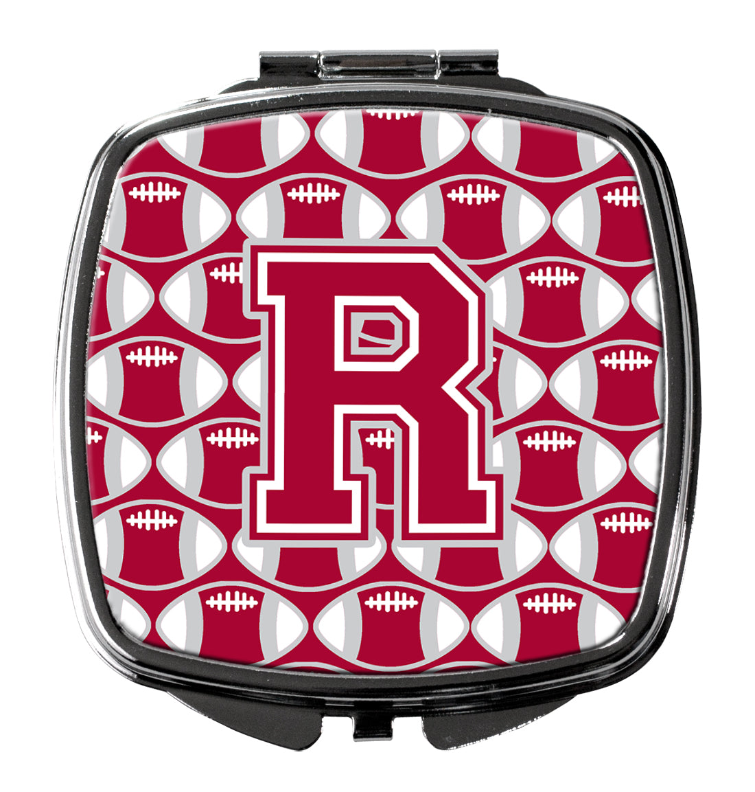 Letter R Football Crimson, grey and white Compact Mirror CJ1065-RSCM  the-store.com.