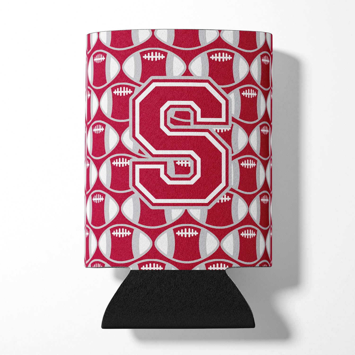 Letter S Football Crimson, grey and white Can or Bottle Hugger CJ1065-SCC.