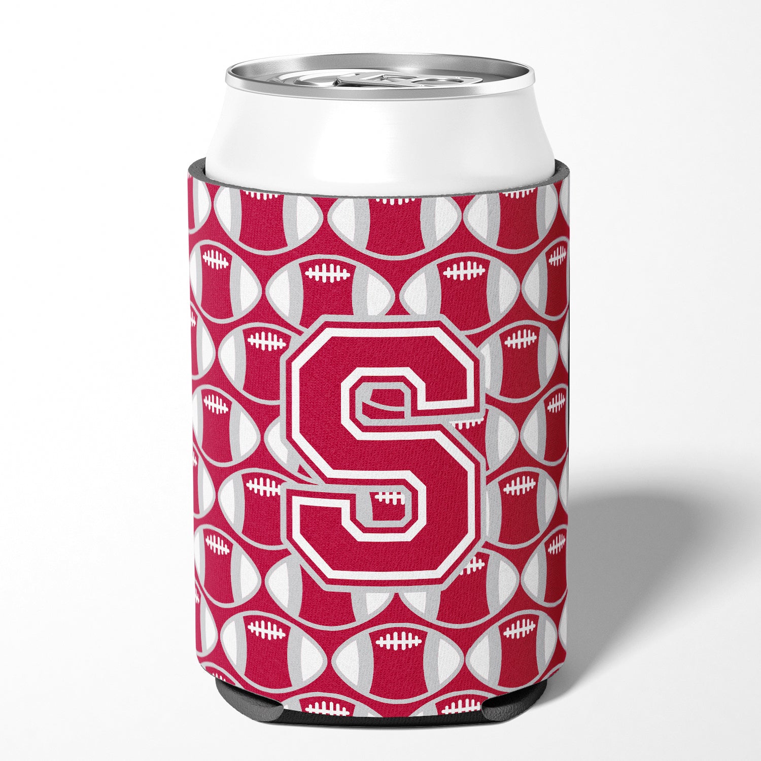 Letter S Football Crimson, grey and white Can or Bottle Hugger CJ1065-SCC.