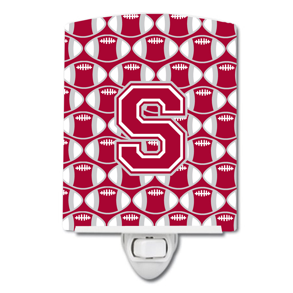 Letter S Football Crimson, grey and white Ceramic Night Light CJ1065-SCNL - the-store.com