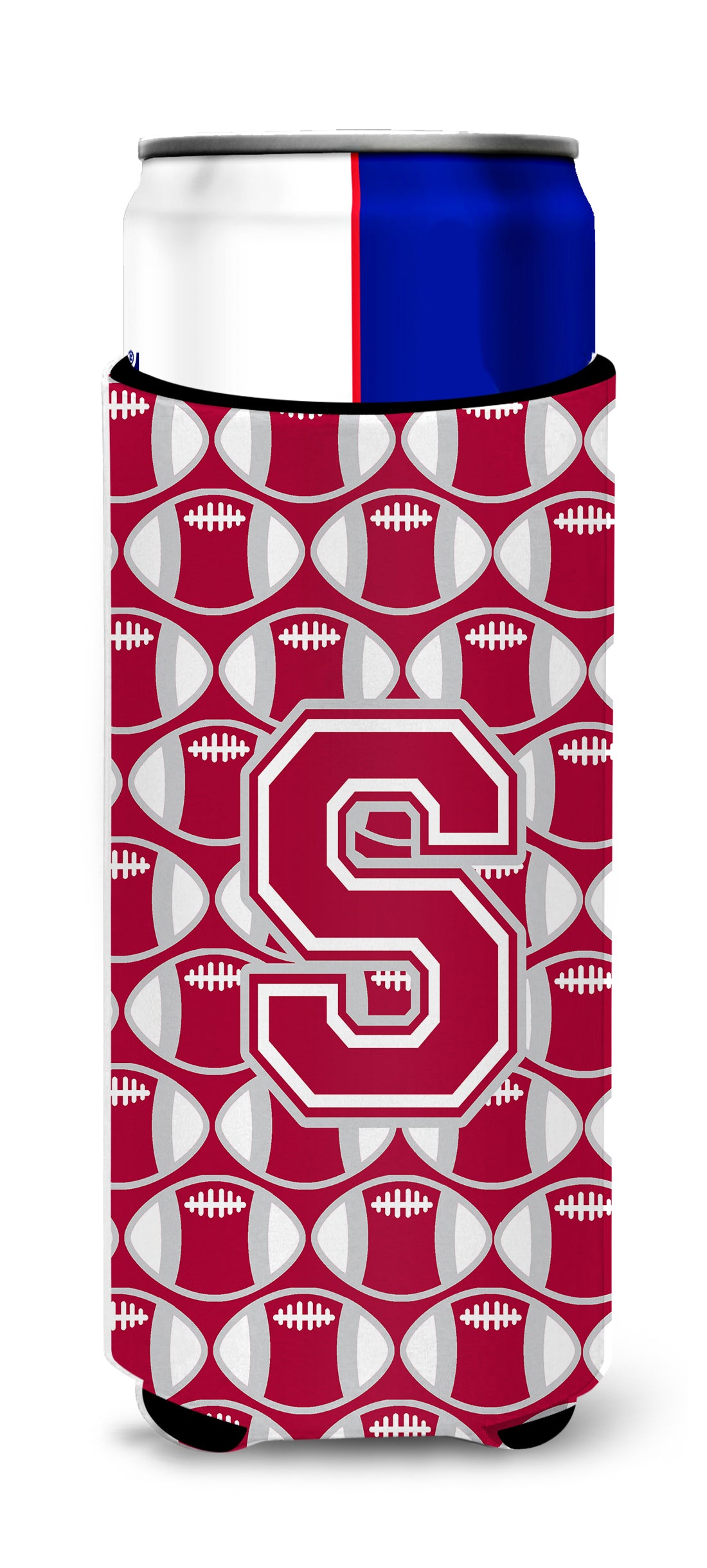 Letter S Football Crimson, grey and white Ultra Beverage Insulators for slim cans CJ1065-SMUK.