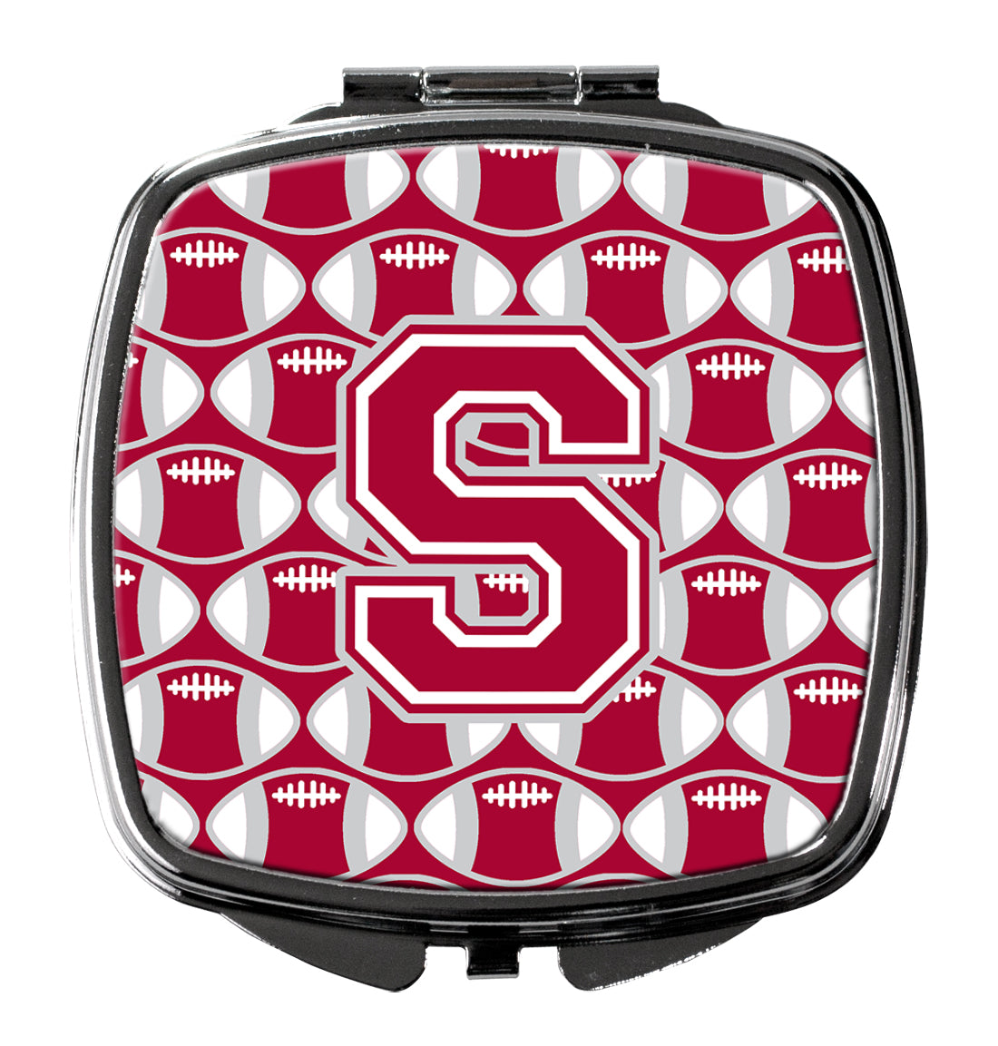 Letter S Football Crimson, grey and white Compact Mirror CJ1065-SSCM  the-store.com.