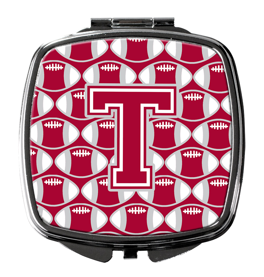 Letter T Football Crimson, grey and white Compact Mirror CJ1065-TSCM  the-store.com.