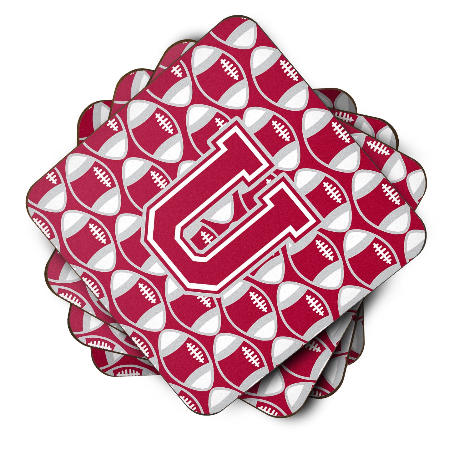 Letter U Football Crimson, grey and white Foam Coaster Set of 4 CJ1065-UFC - the-store.com