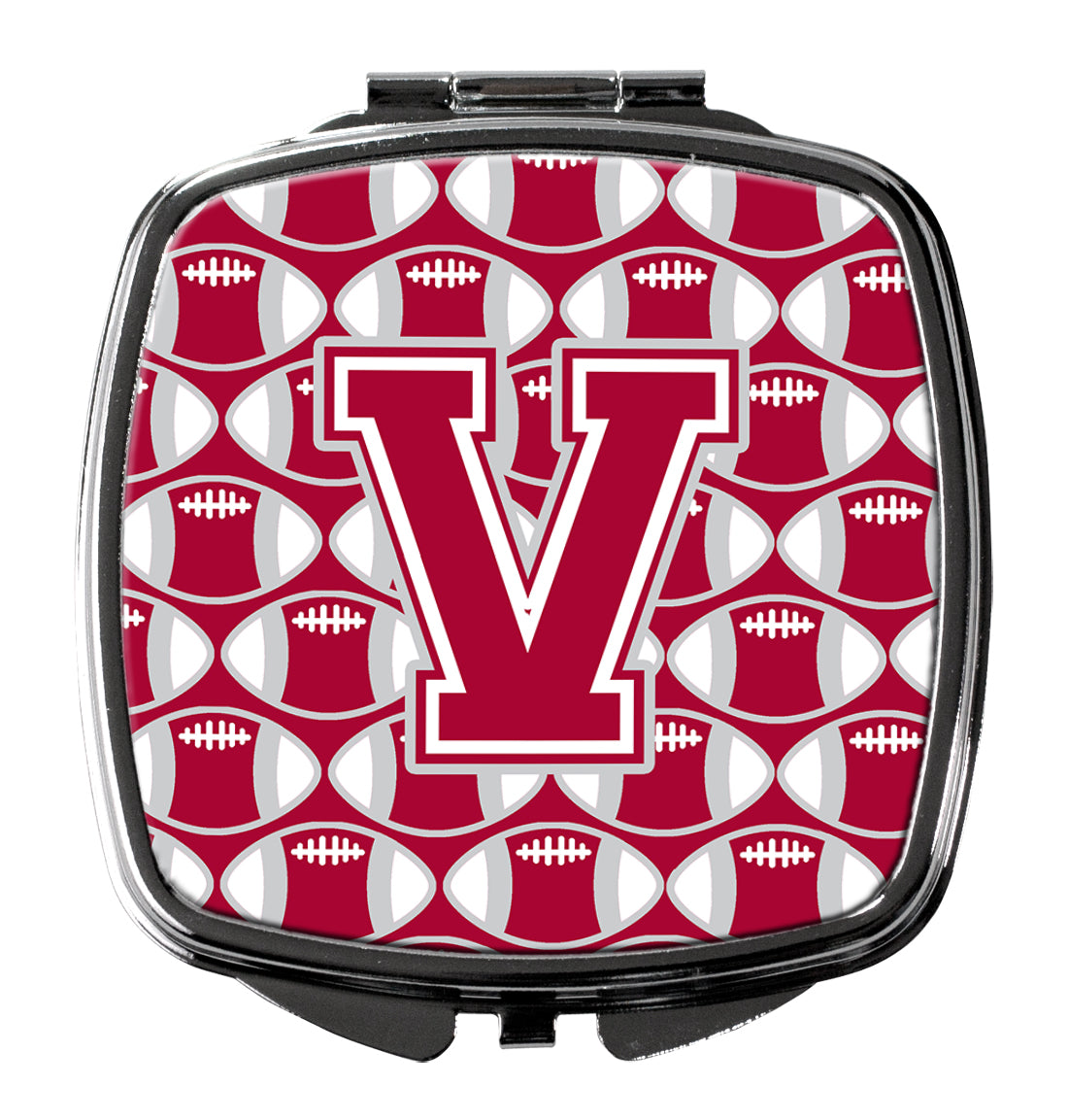 Letter V Football Crimson, grey and white Compact Mirror CJ1065-VSCM  the-store.com.