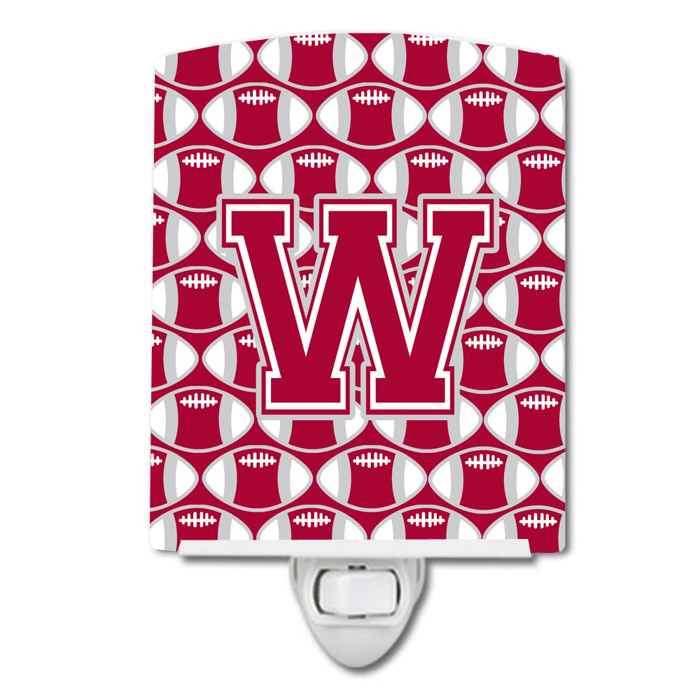 Letter W Football Crimson, grey and white Ceramic Night Light CJ1065-WCNL - the-store.com