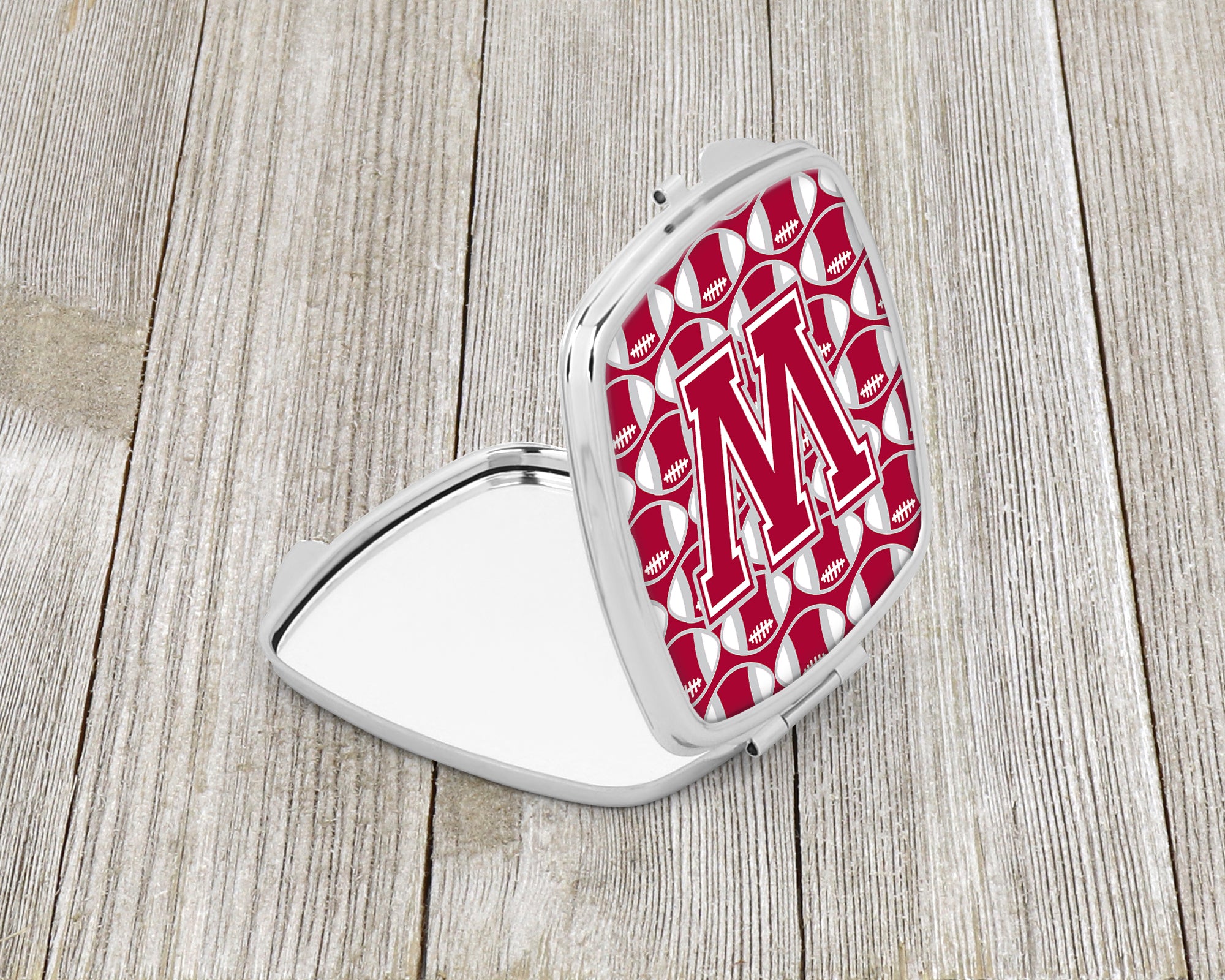 Letter W Football Crimson, grey and white Compact Mirror CJ1065-WSCM  the-store.com.