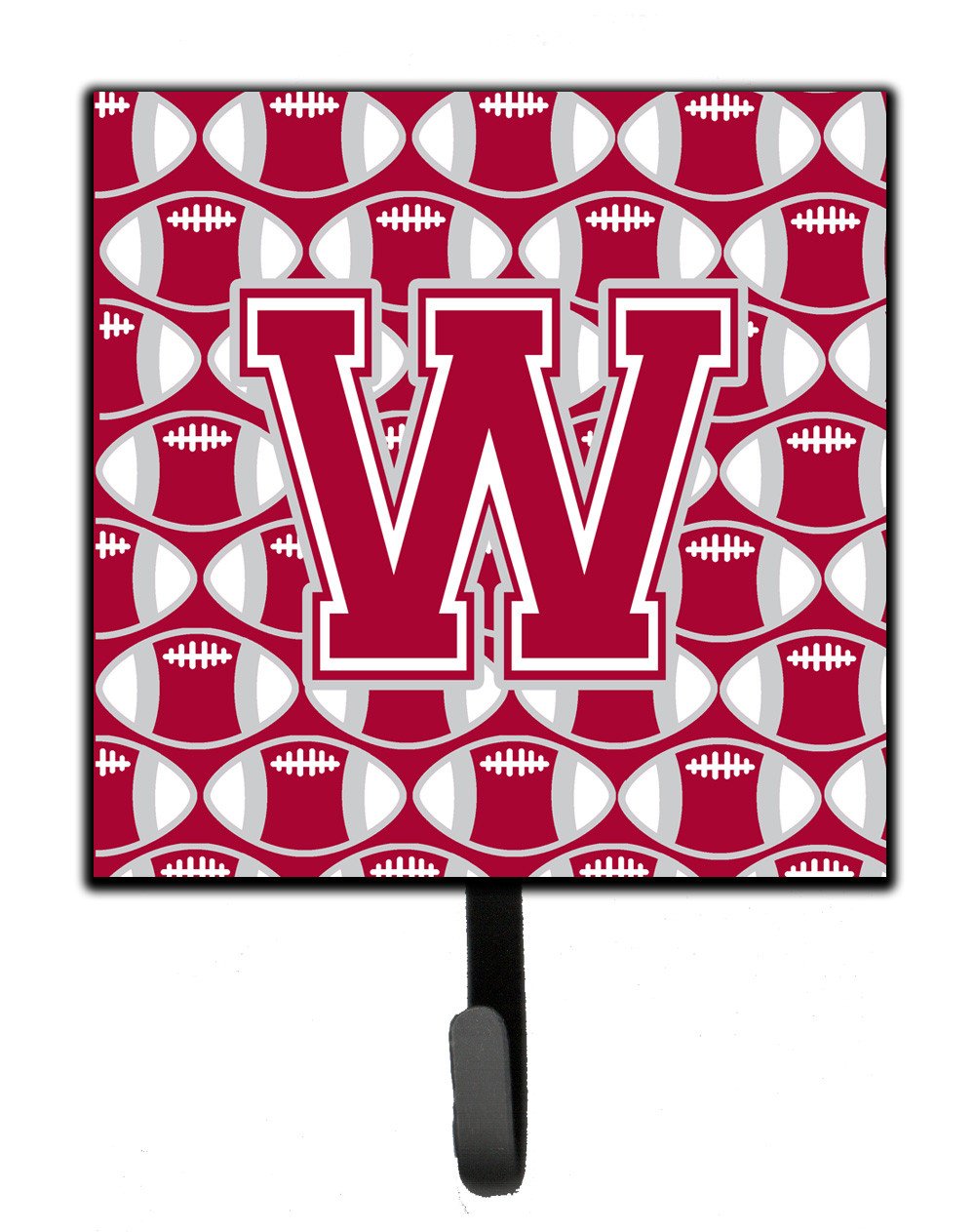 Letter W Football Crimson, grey and white Leash or Key Holder CJ1065-WSH4 by Caroline&#39;s Treasures