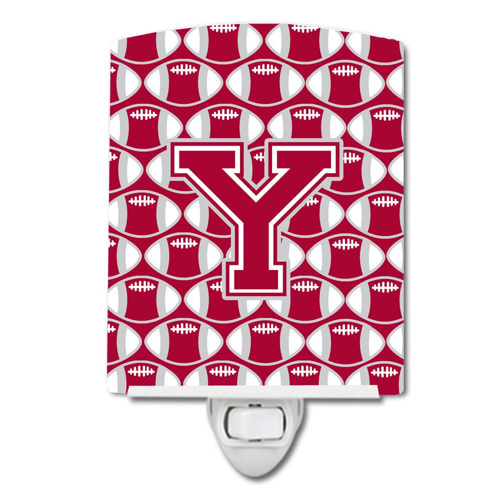 Letter Y Football Crimson, grey and white Ceramic Night Light CJ1065-YCNL - the-store.com