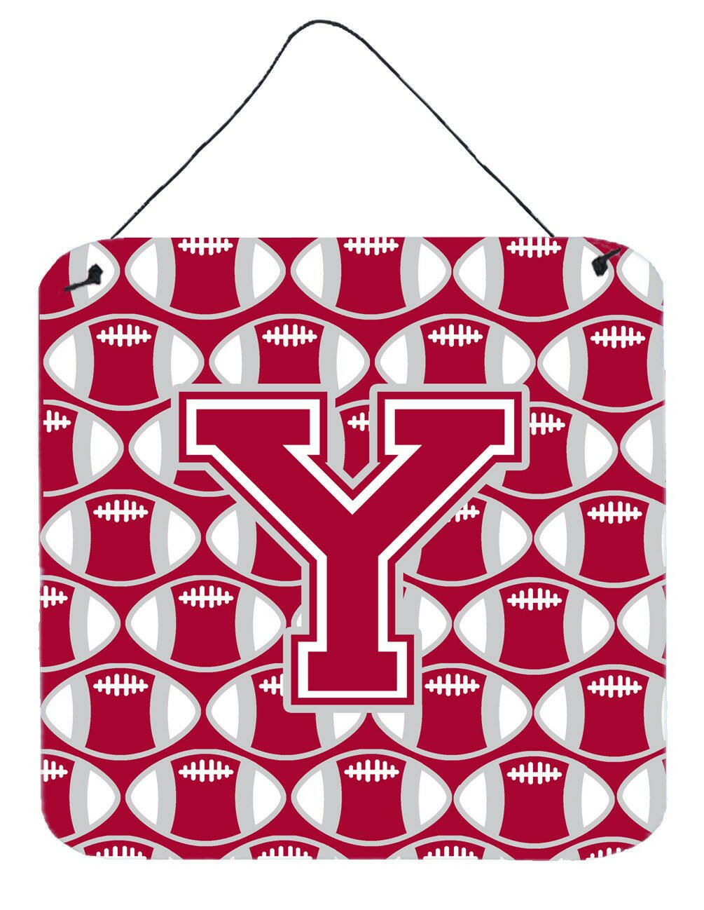 Letter Y Football Crimson, grey and white Wall or Door Hanging Prints CJ1065-YDS66 by Caroline's Treasures