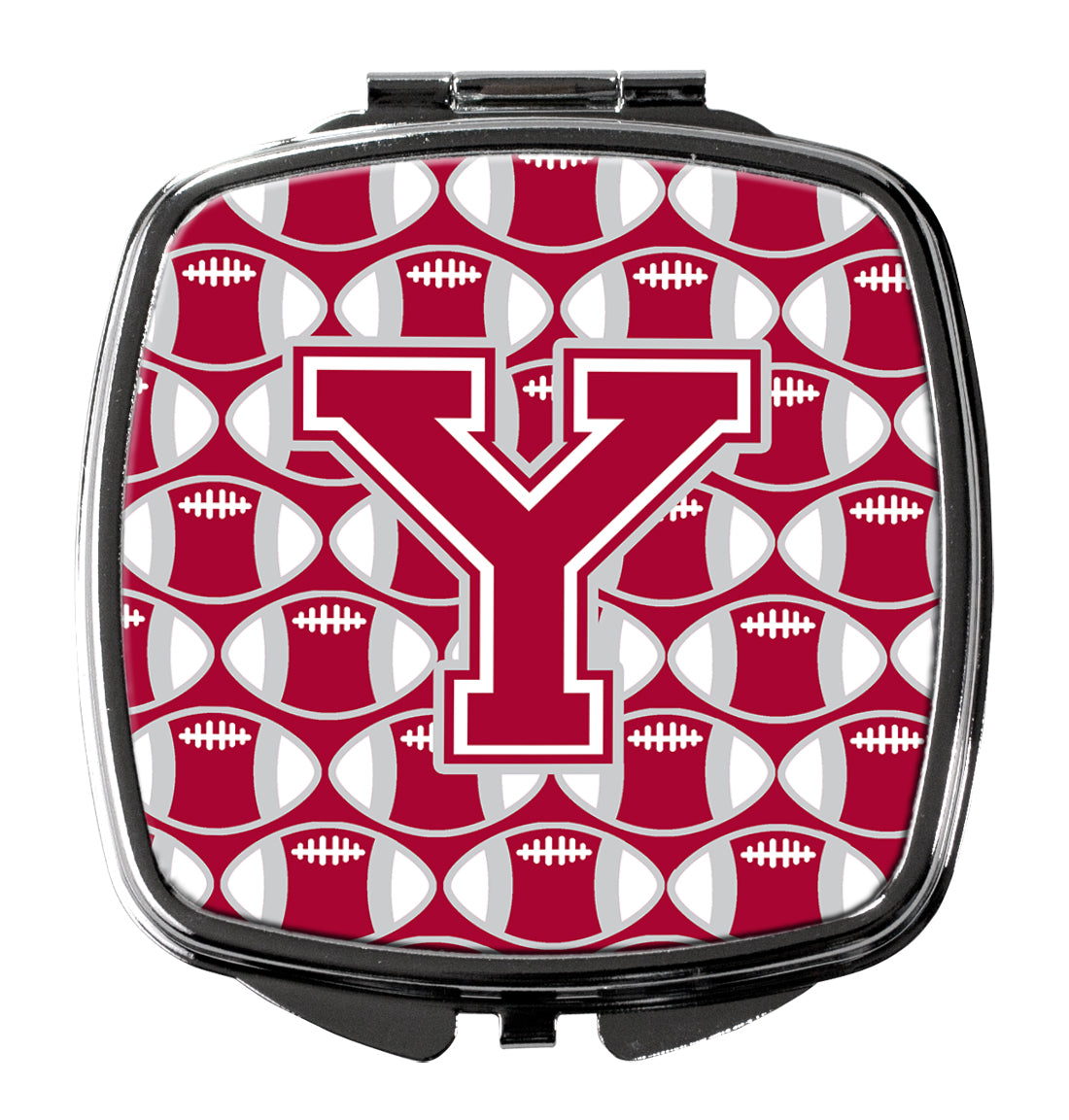 Letter Y Football Crimson, grey and white Compact Mirror CJ1065-YSCM  the-store.com.