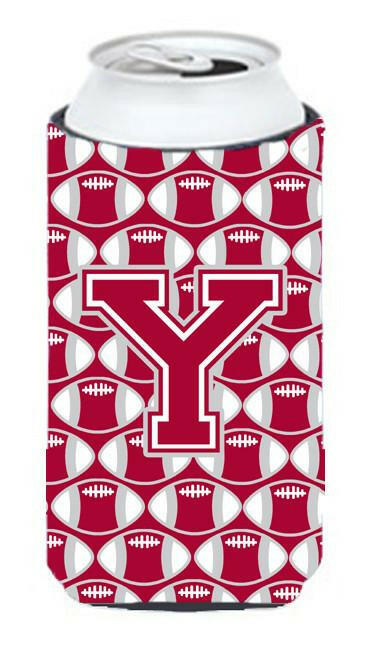 Letter Y Football Crimson, grey and white Tall Boy Beverage Insulator Hugger CJ1065-YTBC by Caroline's Treasures