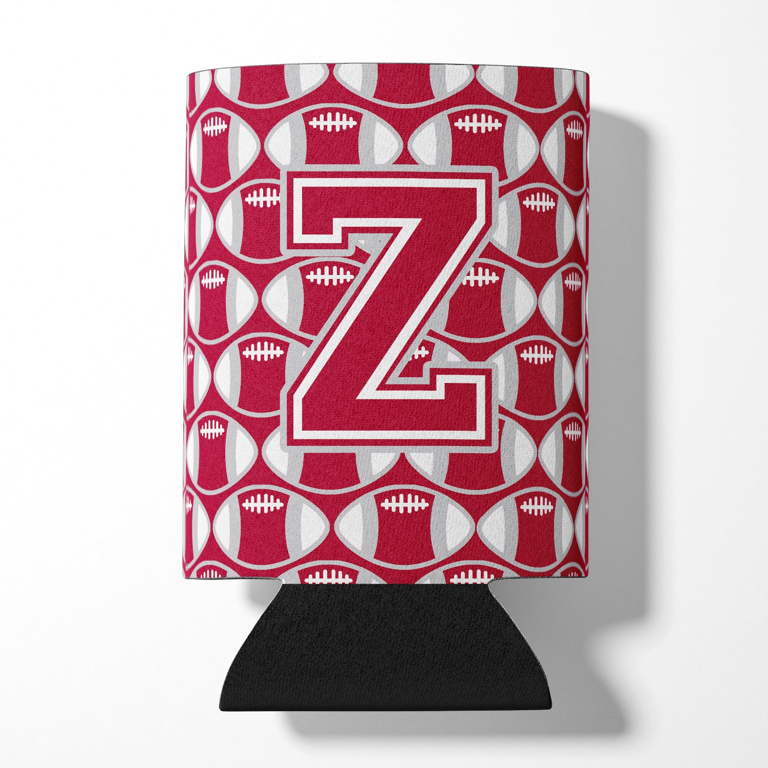 Letter Z Football Crimson, grey and white Can or Bottle Hugger CJ1065-ZCC.