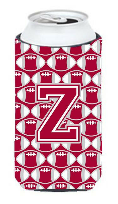 Letter Z Football Crimson, grey and white Tall Boy Beverage Insulator Hugger CJ1065-ZTBC by Caroline's Treasures