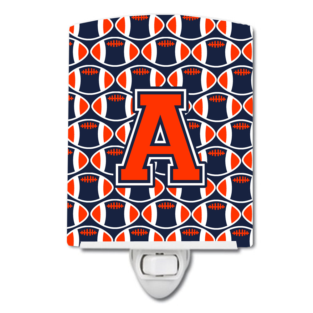 Letter A Football Orange, Blue and white Ceramic Night Light CJ1066-ACNL - the-store.com