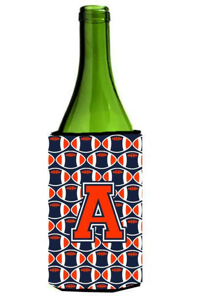 Letter A Football Orange, Blue and white Wine Bottle Beverage Insulator Hugger CJ1066-ALITERK by Caroline&#39;s Treasures