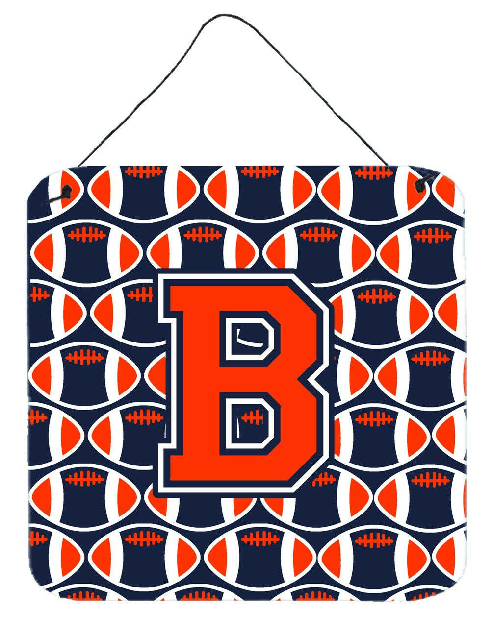 Letter B Football Orange, Blue and white Wall or Door Hanging Prints CJ1066-BDS66 by Caroline's Treasures