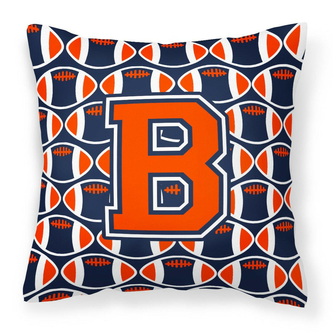 Letter B Football Orange, Blue and white Fabric Decorative Pillow CJ1066-BPW1414 by Caroline's Treasures