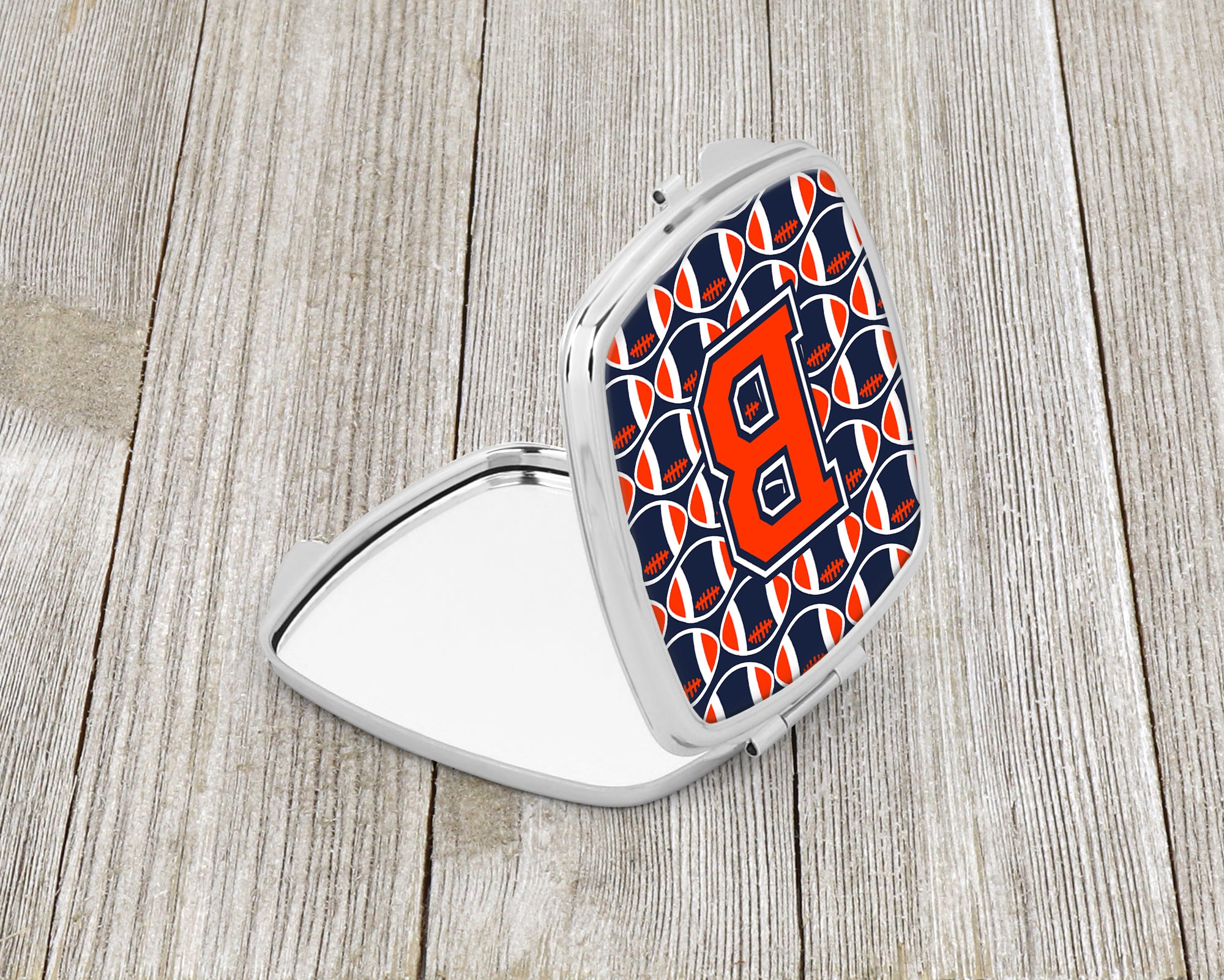 Letter B Football Orange, Blue and white Compact Mirror CJ1066-BSCM  the-store.com.