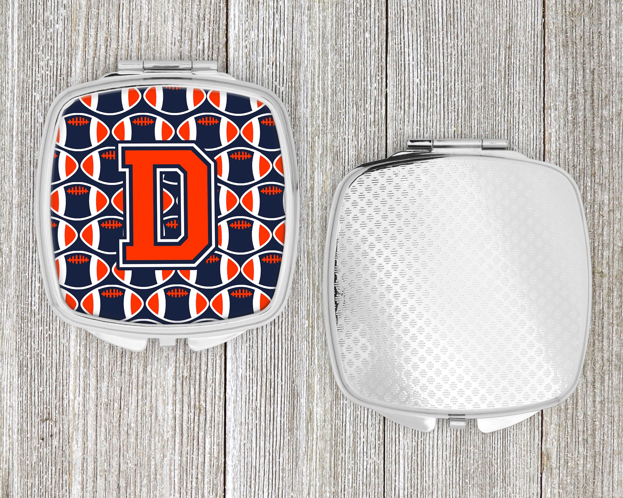 Letter D Football Orange, Blue and white Compact Mirror CJ1066-DSCM  the-store.com.