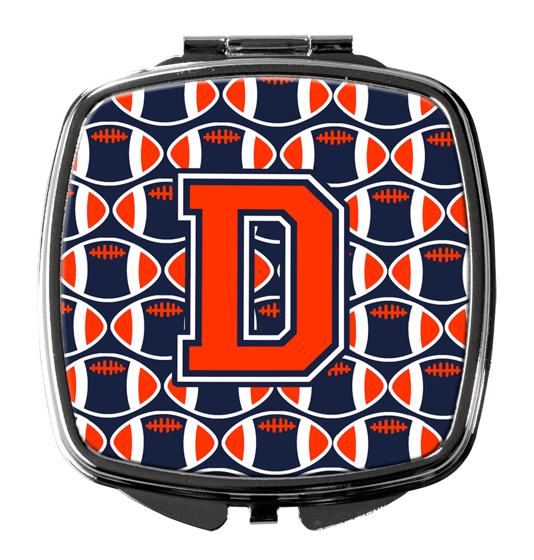 Letter D Football Orange, Blue and white Compact Mirror CJ1066-DSCM  the-store.com.