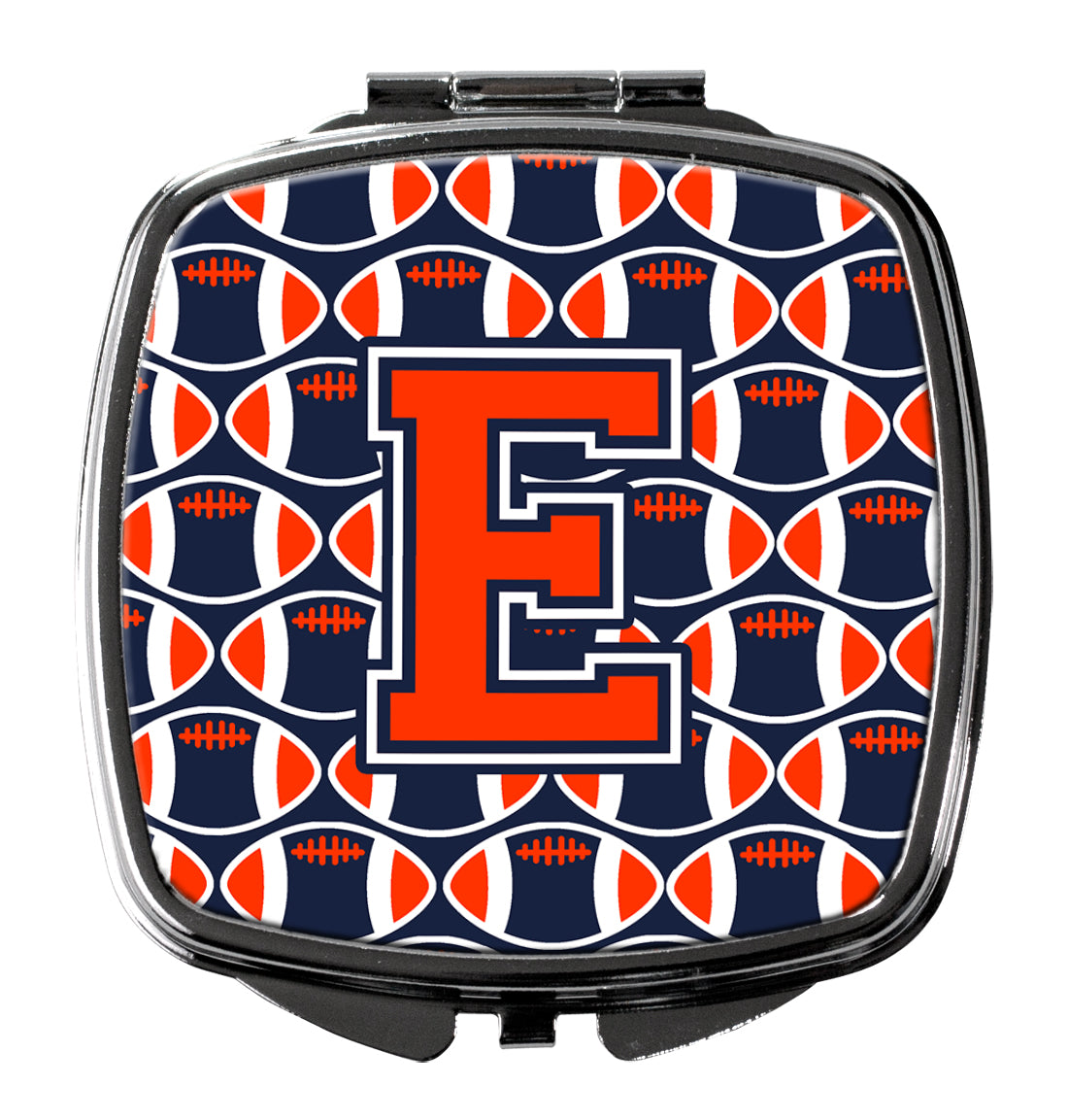 Letter E Football Orange, Blue and white Compact Mirror CJ1066-ESCM  the-store.com.