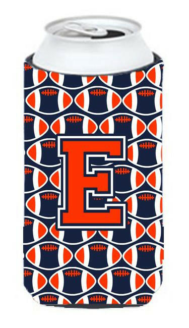 Letter E Football Orange, Blue and white Tall Boy Beverage Insulator Hugger CJ1066-ETBC by Caroline's Treasures