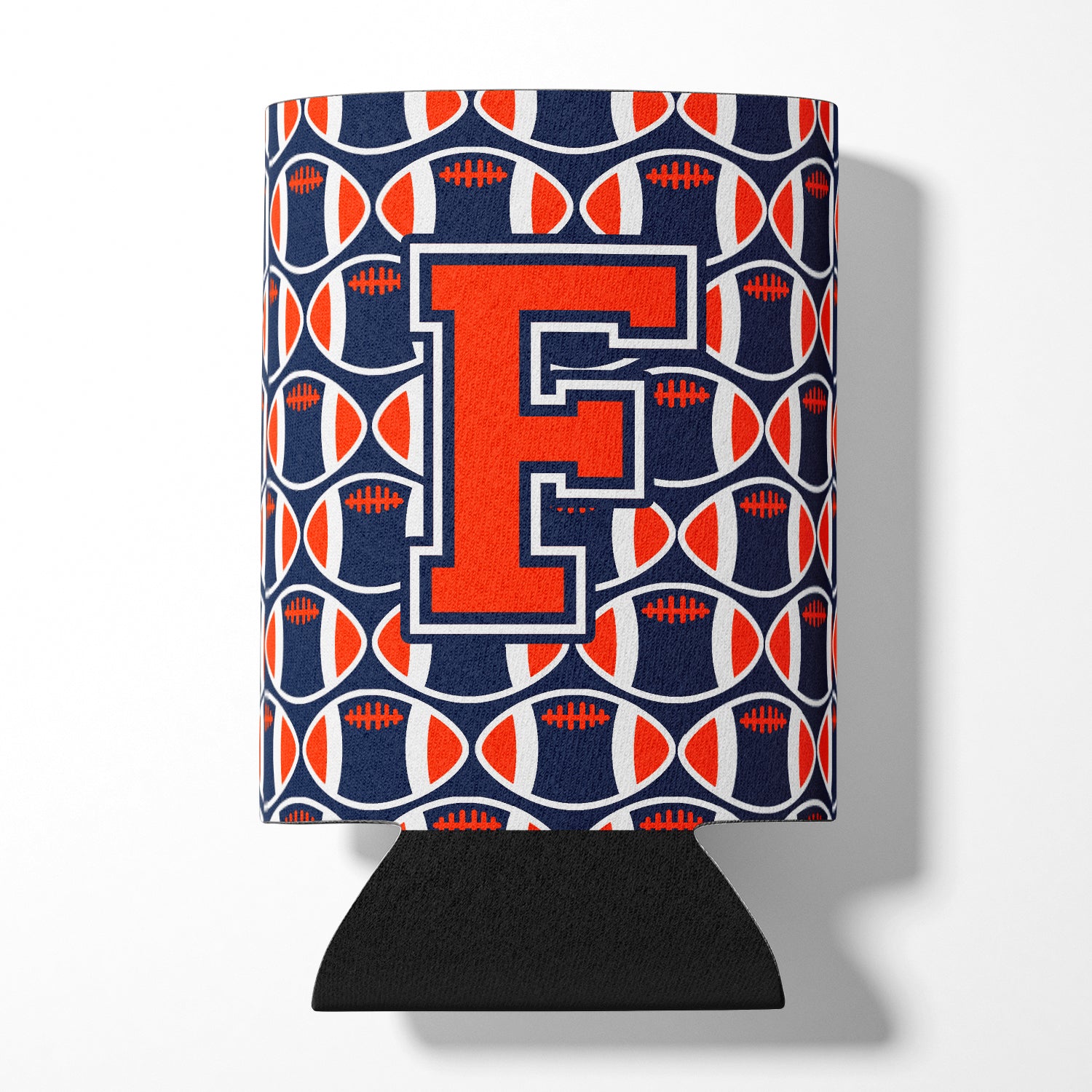 Letter F Football Orange, Blue and white Can or Bottle Hugger CJ1066-FCC.