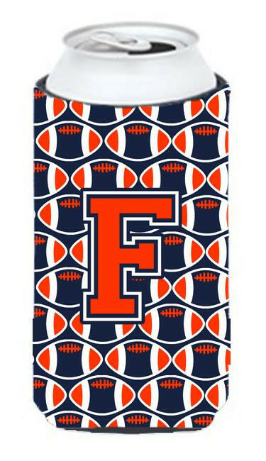 Letter F Football Orange, Blue and white Tall Boy Beverage Insulator Hugger CJ1066-FTBC by Caroline's Treasures