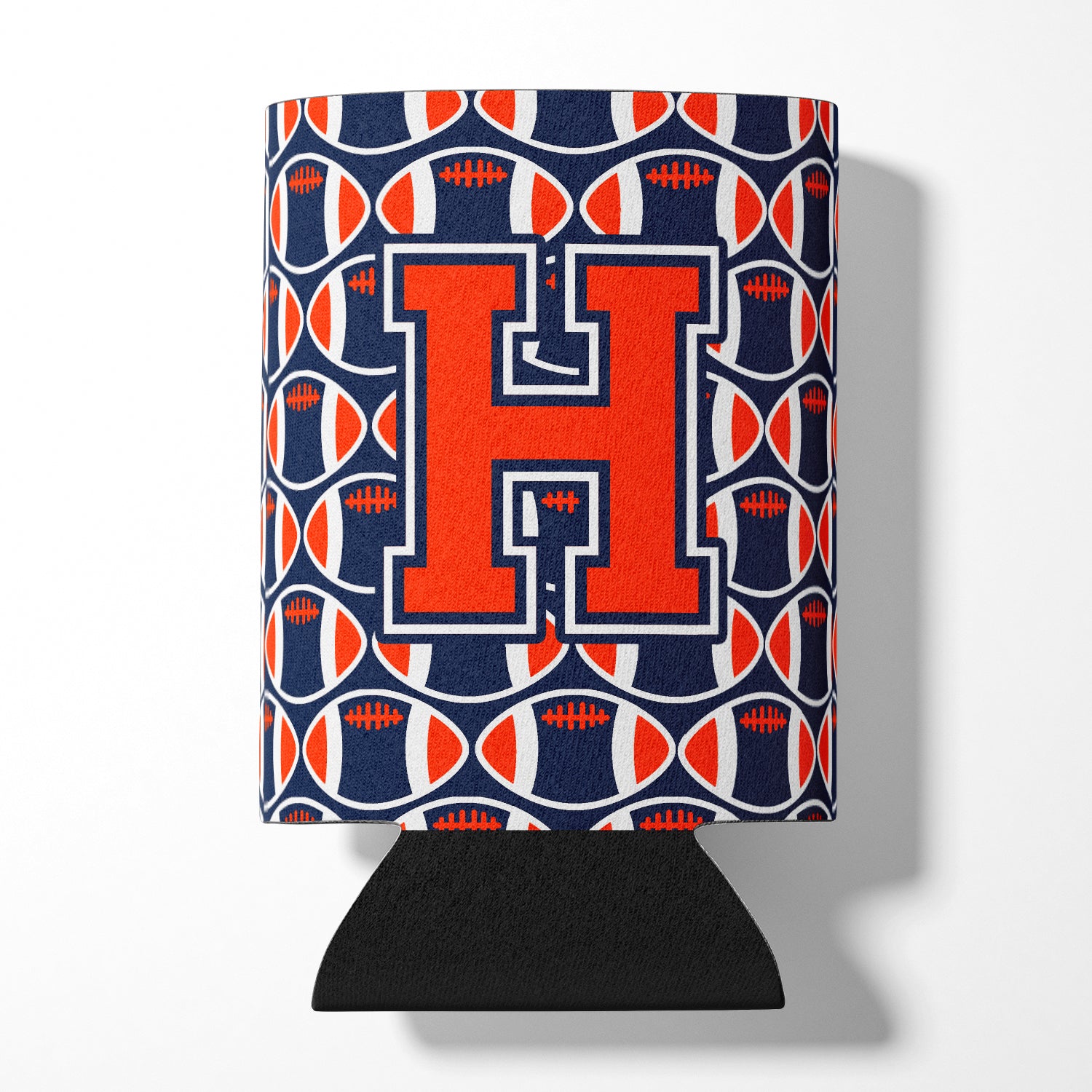 Letter H Football Orange, Blue and white Can or Bottle Hugger CJ1066-HCC.