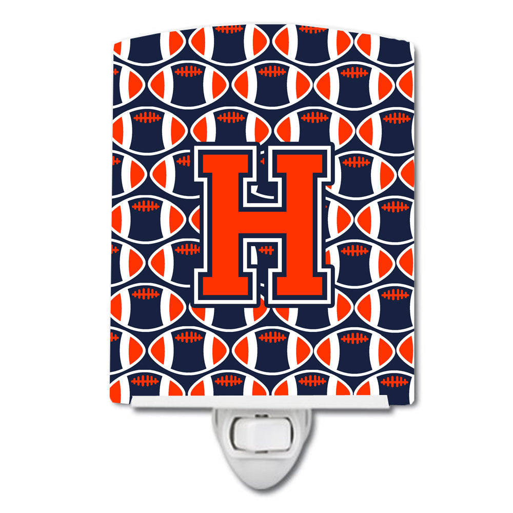 Letter H Football Orange, Blue and white Ceramic Night Light CJ1066-HCNL - the-store.com