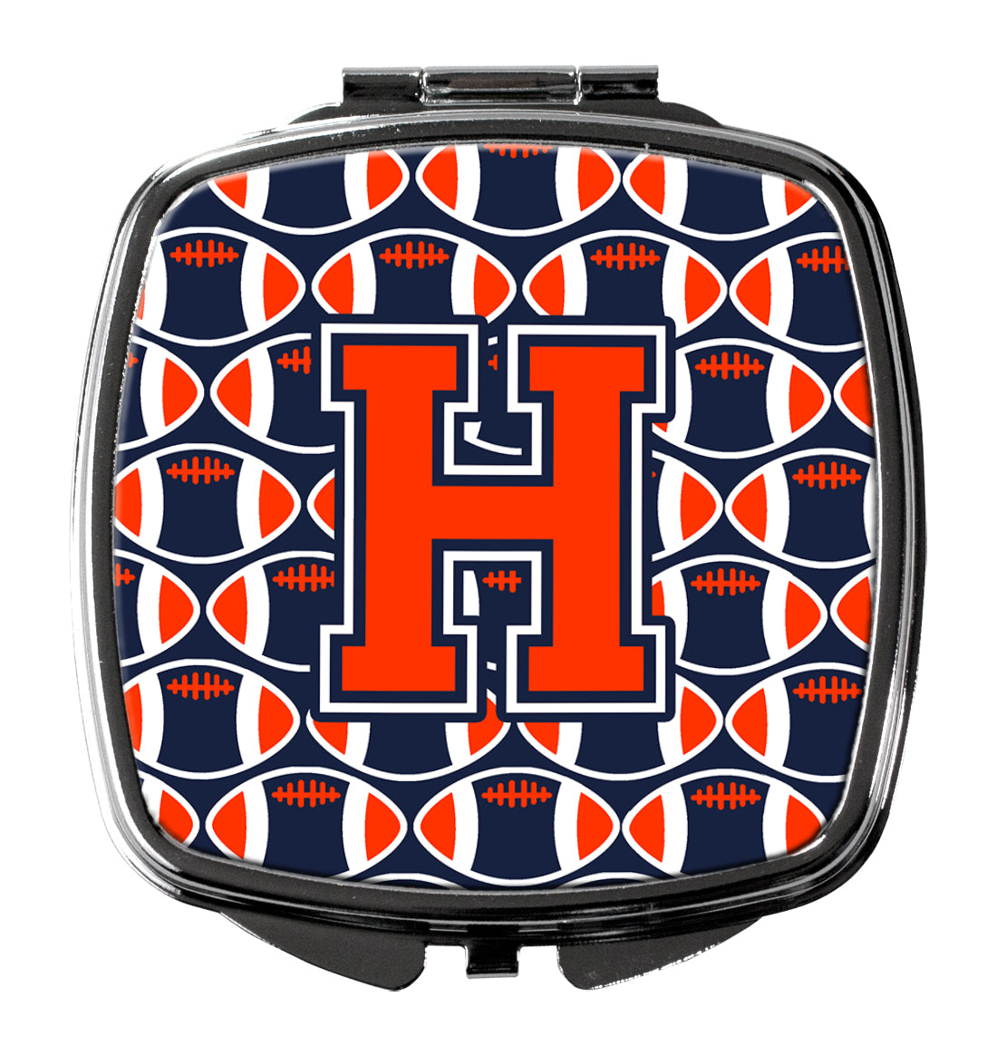 Letter H Football Orange, Blue and white Compact Mirror CJ1066-HSCM  the-store.com.