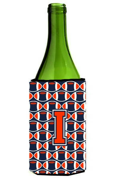 Letter I Football Orange, Blue and white Wine Bottle Beverage Insulator Hugger CJ1066-ILITERK by Caroline's Treasures