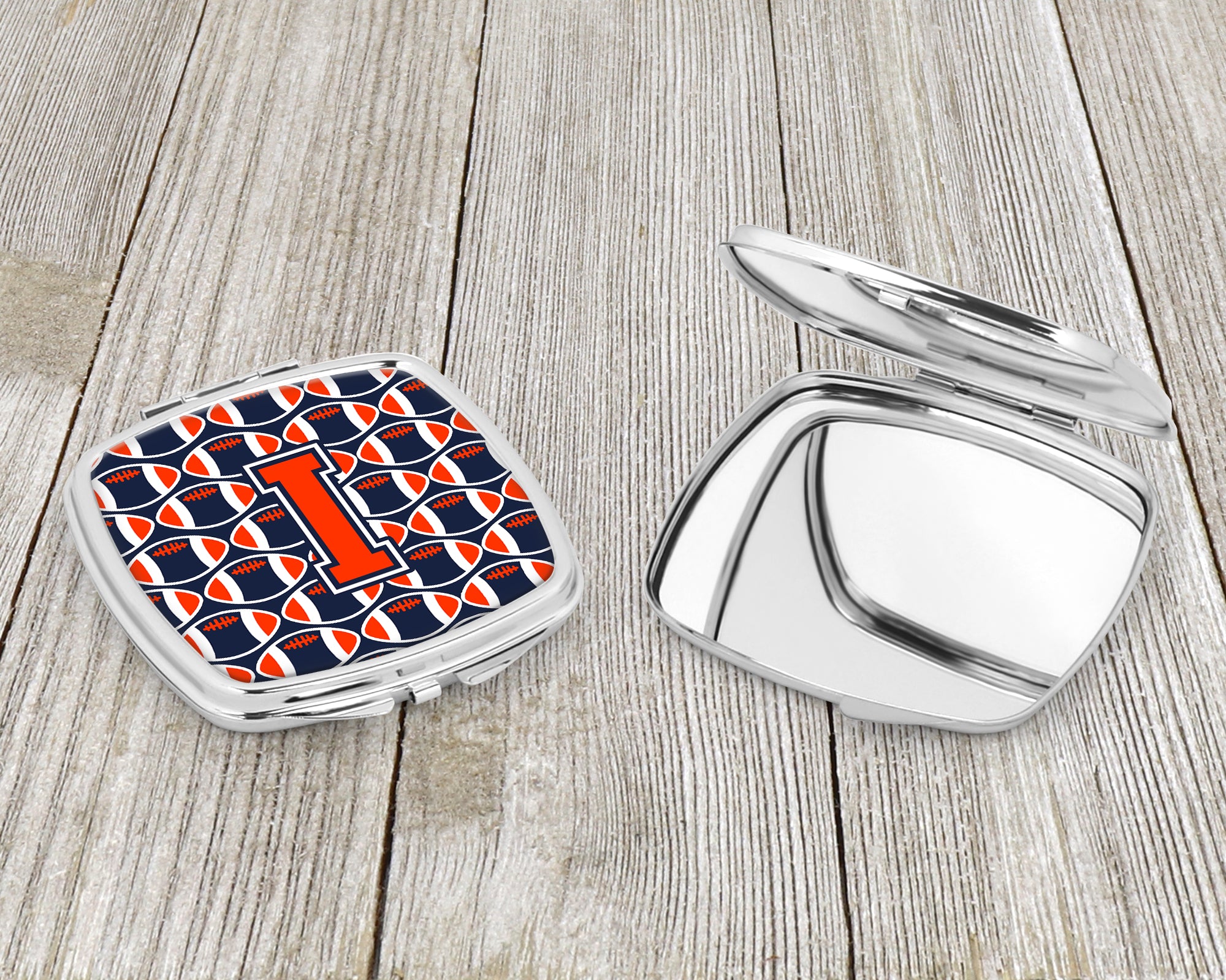 Letter I Football Orange, Blue and white Compact Mirror CJ1066-ISCM  the-store.com.