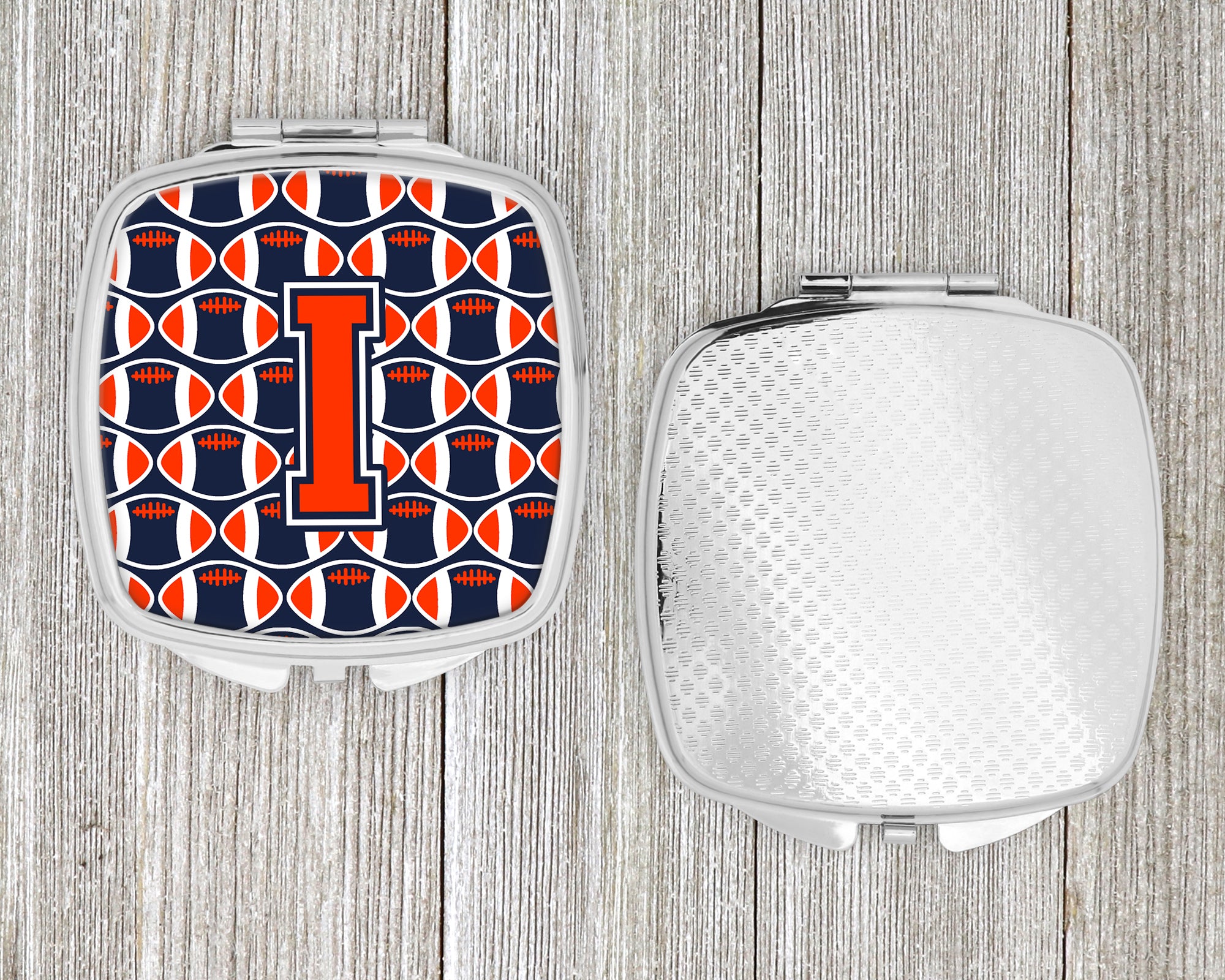 Letter I Football Orange, Blue and white Compact Mirror CJ1066-ISCM  the-store.com.