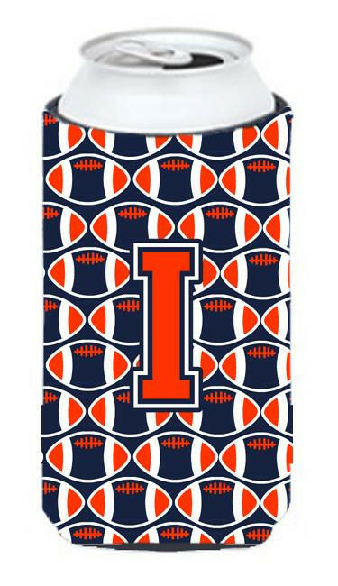 Letter I Football Orange, Blue and white Tall Boy Beverage Insulator Hugger CJ1066-ITBC by Caroline's Treasures