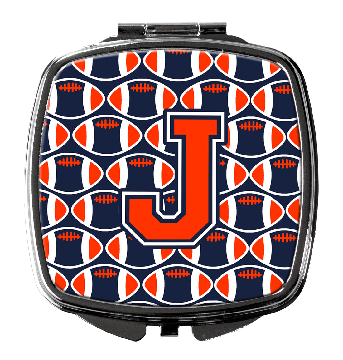 Letter J Football Orange, Blue and white Compact Mirror CJ1066-JSCM  the-store.com.