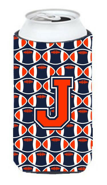 Letter J Football Orange, Blue and white Tall Boy Beverage Insulator Hugger CJ1066-JTBC by Caroline's Treasures