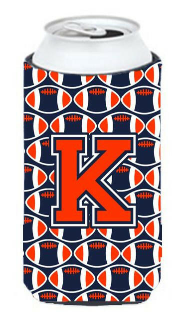 Letter K Football Orange, Blue and white Tall Boy Beverage Insulator Hugger CJ1066-KTBC by Caroline's Treasures