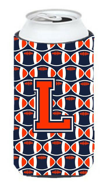 Letter L Football Orange, Blue and white Tall Boy Beverage Insulator Hugger CJ1066-LTBC by Caroline&#39;s Treasures