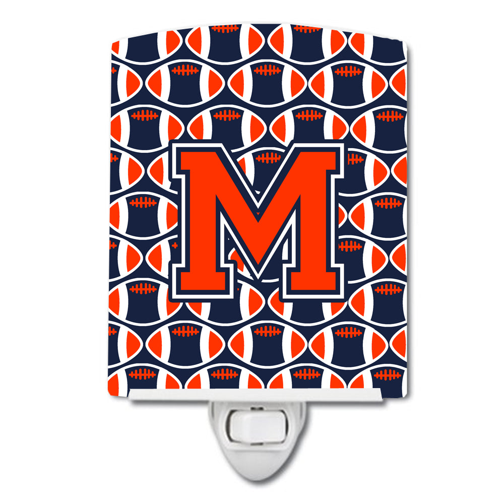 Letter M Football Orange, Blue and white Ceramic Night Light CJ1066-MCNL - the-store.com