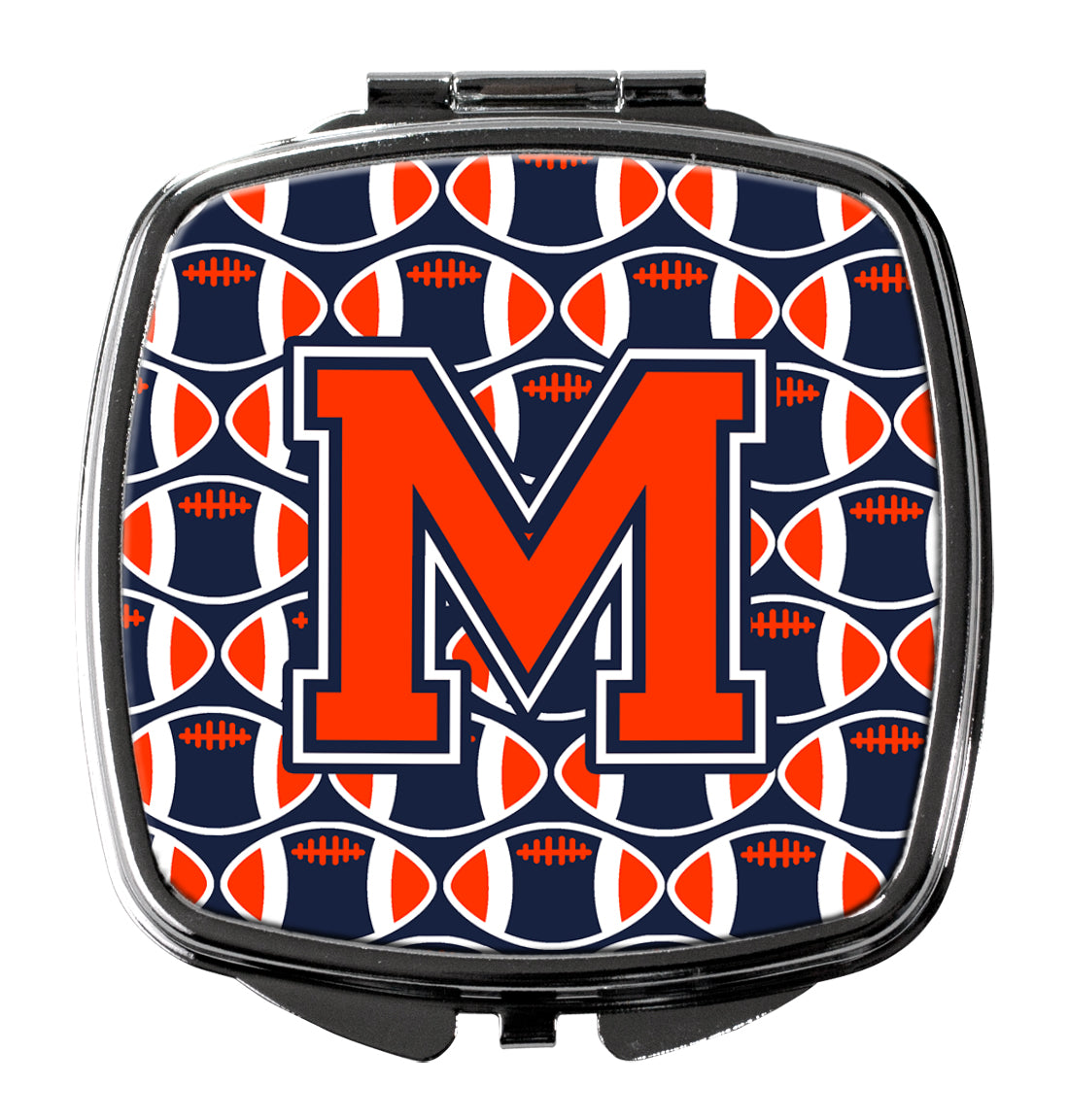 Letter M Football Orange, Blue and white Compact Mirror CJ1066-MSCM  the-store.com.