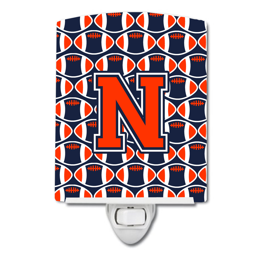 Letter N Football Orange, Blue and white Ceramic Night Light CJ1066-NCNL - the-store.com