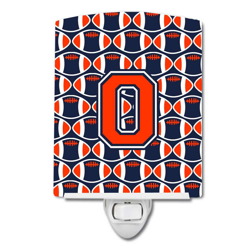 Letter O Football Orange, Blue and white Ceramic Night Light CJ1066-OCNL - the-store.com