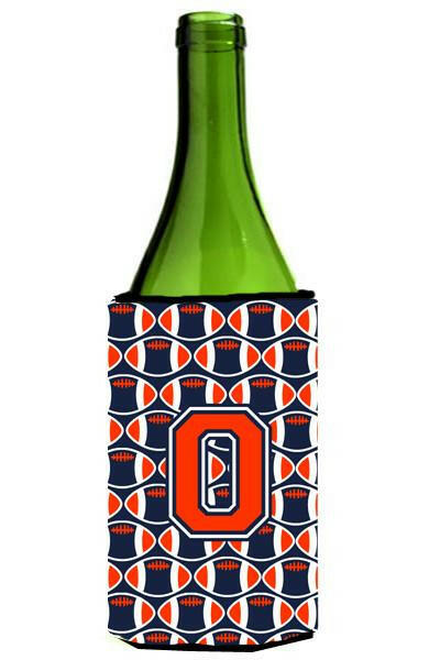 Letter O Football Orange, Blue and white Wine Bottle Beverage Insulator Hugger CJ1066-OLITERK by Caroline's Treasures