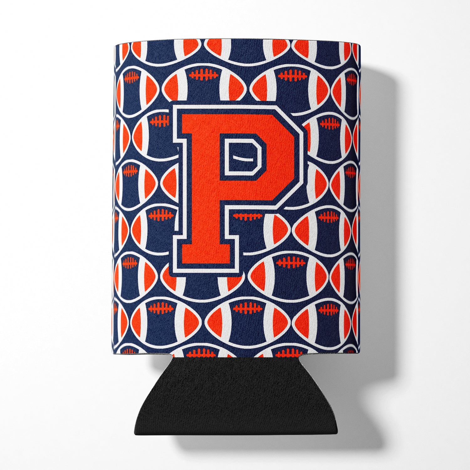 Letter P Football Orange, Blue and white Can or Bottle Hugger CJ1066-PCC.